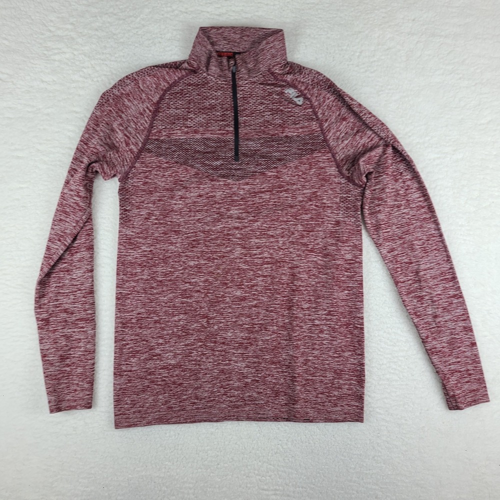 FILA Sport Sweater Mens Small Red Gray Heathered Running Fitted Performance Tech